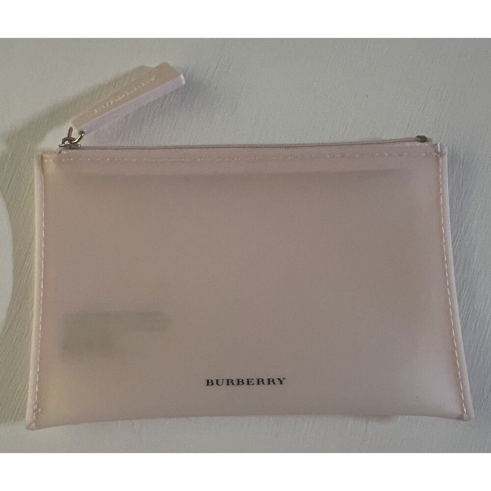 BURBERRY beauty pink Pouch Toiletry Zip Cosmetic makeup bag pouch designer logo